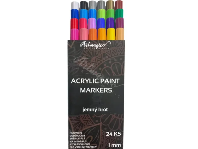 Artmagico akrylový popisovač s jemným hrotem (1 mm) 24 ks